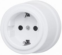 Розетка-ретро с заземлением пластик Bironi Лизетта 1-м. белый картинка